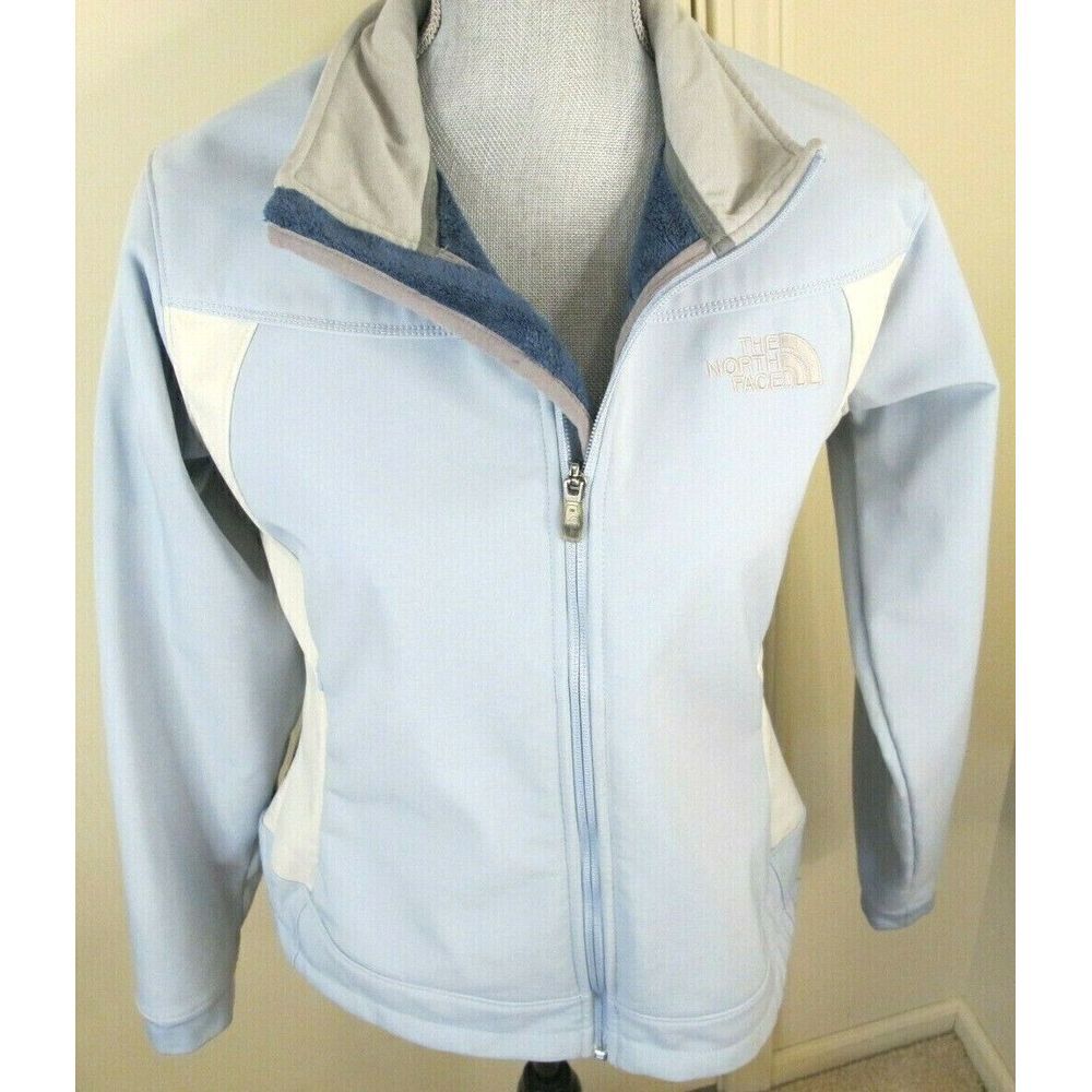 The North Face Women's Medium Soft Shell Light Blue Full Zip‎ Jacket Coat